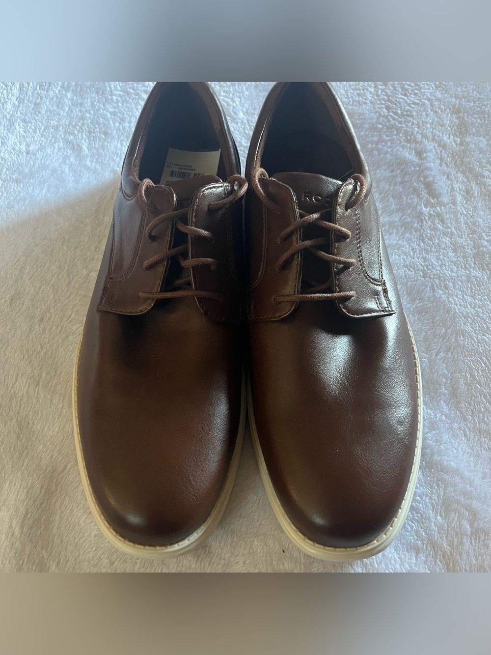 Rockport Casual Oxford Delano Brown Faux Leather Dress Shoes Size 8M